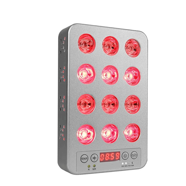 K2 Mini Light with 12 LED bulbs for red light therapy, featuring 4 proven wavelengths for effective treatment.