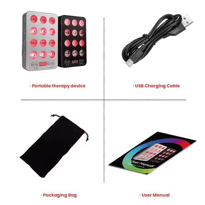 K2 Mini Light accessories including device, USB charging cable, packaging bag, user manual.