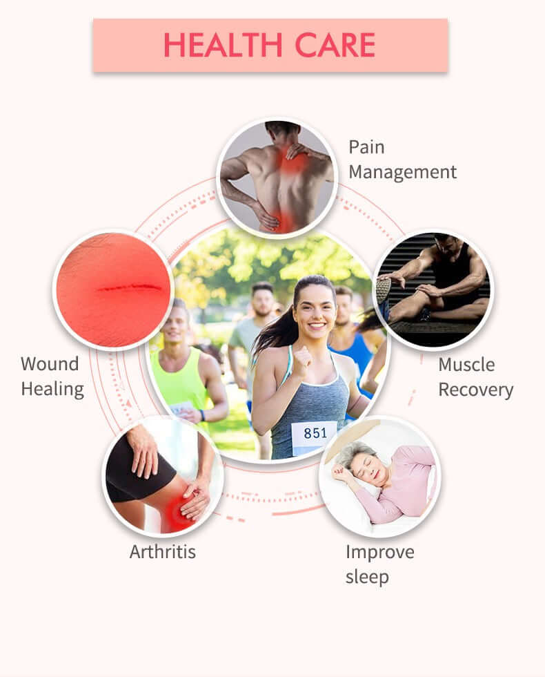 K2 red light therapy pod benefits for health care, including pain management, muscle recovery, wound healing, arthritis, and improved sleep.