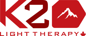 K2 Light Therapy Launches -Discover Innovative Wellness logo featuring mountain icon.